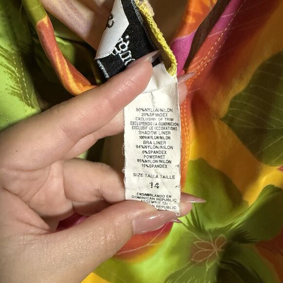 Longitude Women Floral Hawaiian Vacation One Piece Swimsuit 14 Multicolor - Picture 5 of 6